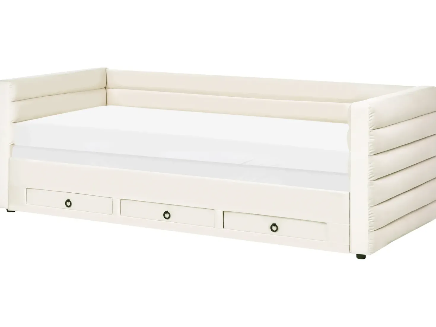 Letto da giorno con contenitore Velluto MEUDON 90 x 200 cm Bianco sporco