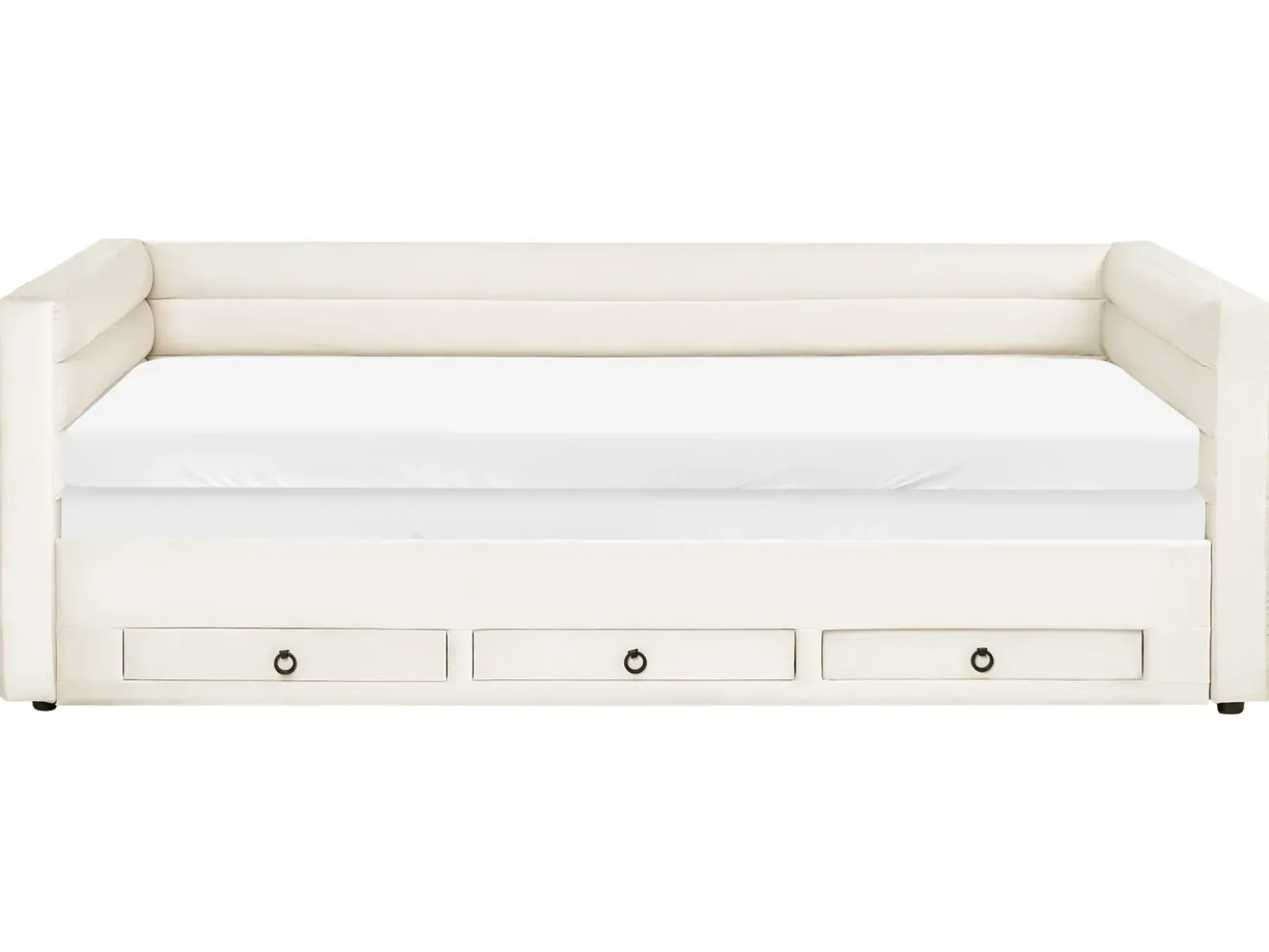 Letto da giorno con contenitore Velluto MEUDON 90 x 200 cm Bianco sporco