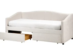 Letto da giorno con contenitore Tessuto VITTEL 90 x 200 cm Beige chiaro