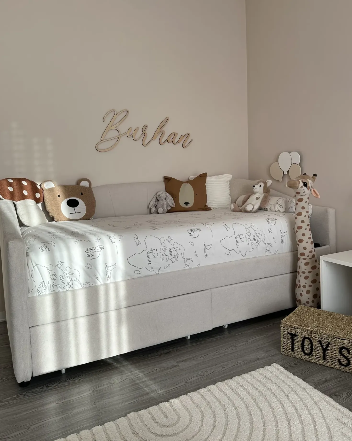 Letto da giorno con contenitore Tessuto VITTEL 90 x 200 cm Beige chiaro