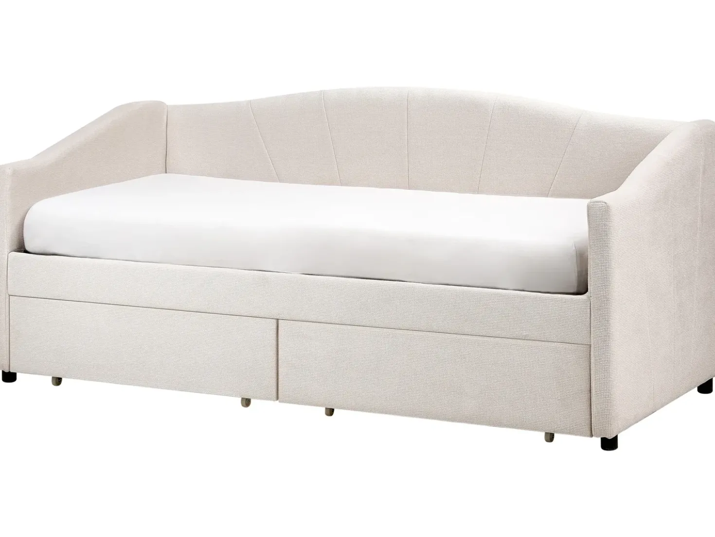 Letto da giorno con contenitore Tessuto VITTEL 90 x 200 cm Beige chiaro