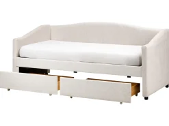 Letto da giorno con contenitore Tessuto VITTEL 90 x 200 cm Beige chiaro