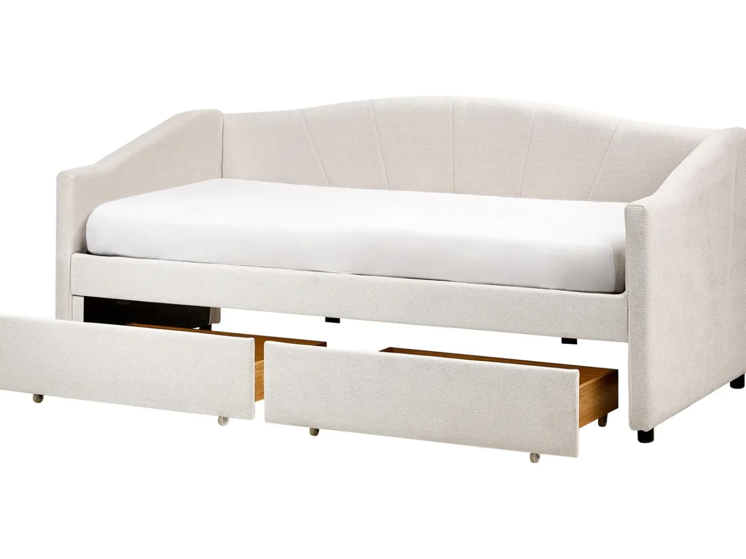 Letto da giorno con contenitore Tessuto VITTEL 90 x 200 cm Beige chiaro