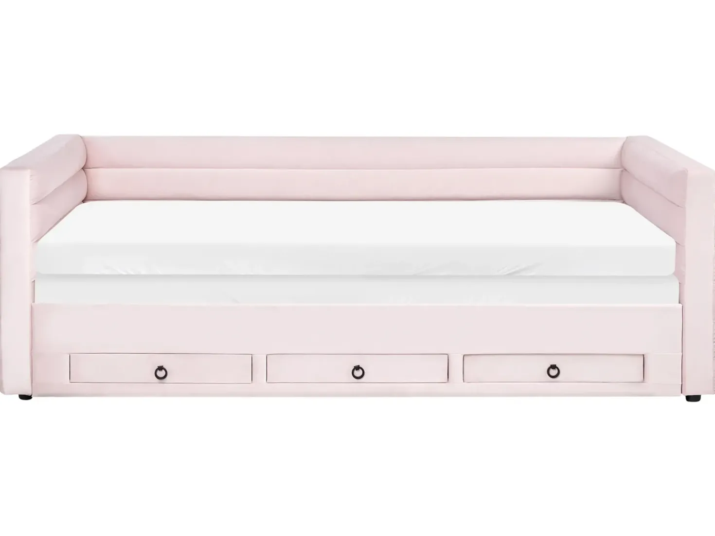 Letto da giorno con contenitore Velluto MEUDON 90 x 200 cm Rosa pastello