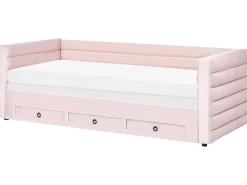 Letto da giorno con contenitore Velluto MEUDON 90 x 200 cm Rosa pastello