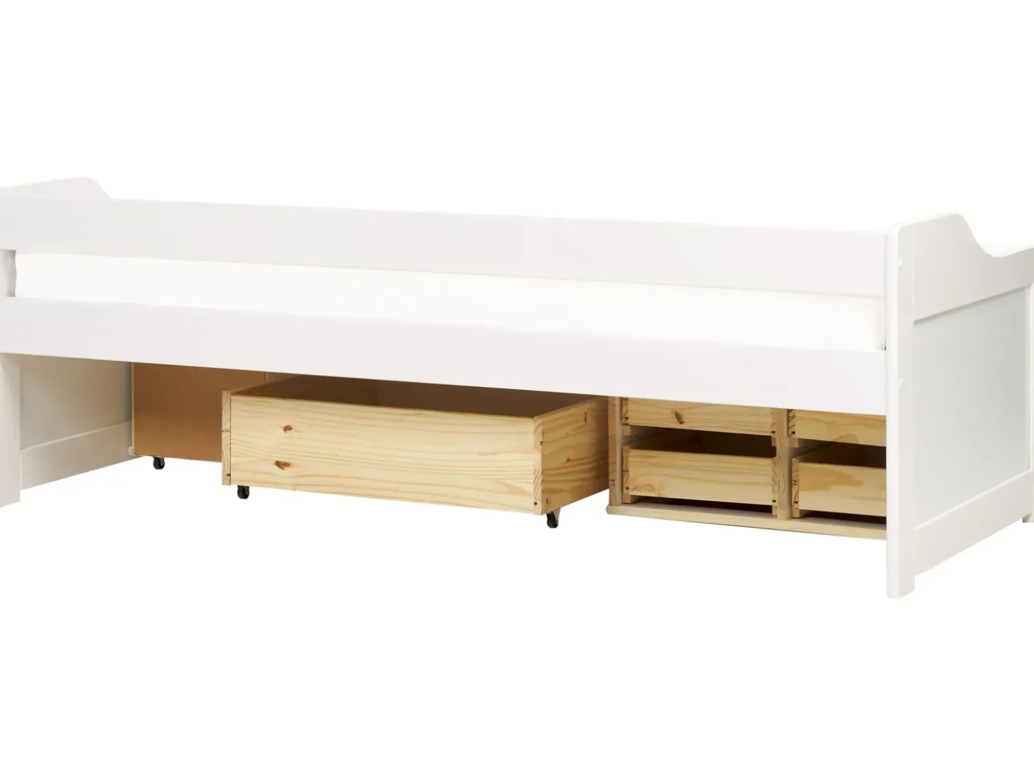 Letto da giorno con contenitore Legno di pino ROYVILLE 90 x 200 cm Bianco