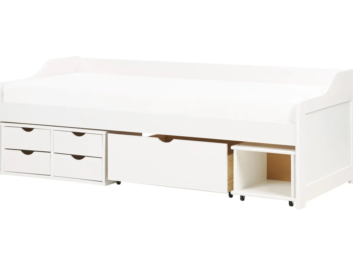 Letto da giorno con contenitore Legno di pino ROYVILLE 90 x 200 cm Bianco