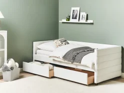Letto da giorno con contenitore Velluto MARRAY II 90 x 200 cm Bianco sporco