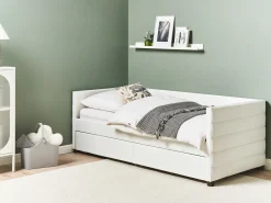 Letto da giorno con contenitore Velluto MARRAY II 90 x 200 cm Bianco sporco