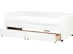 Letto da giorno con contenitore Velluto MARRAY II 90 x 200 cm Bianco sporco