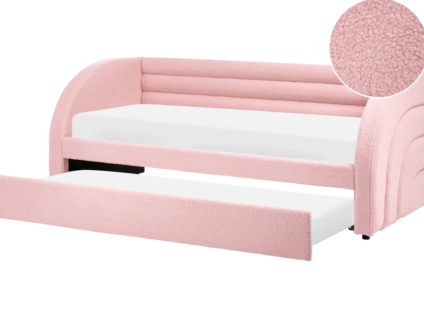 Letto estraibile Bouclé ALBIAC 90 x 200 cm Rosa pastello
