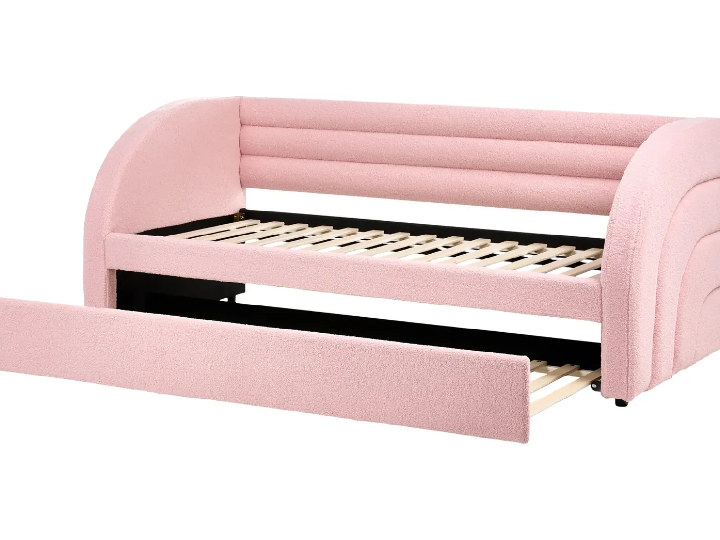 Letto estraibile Bouclé ALBIAC 90 x 200 cm Rosa pastello