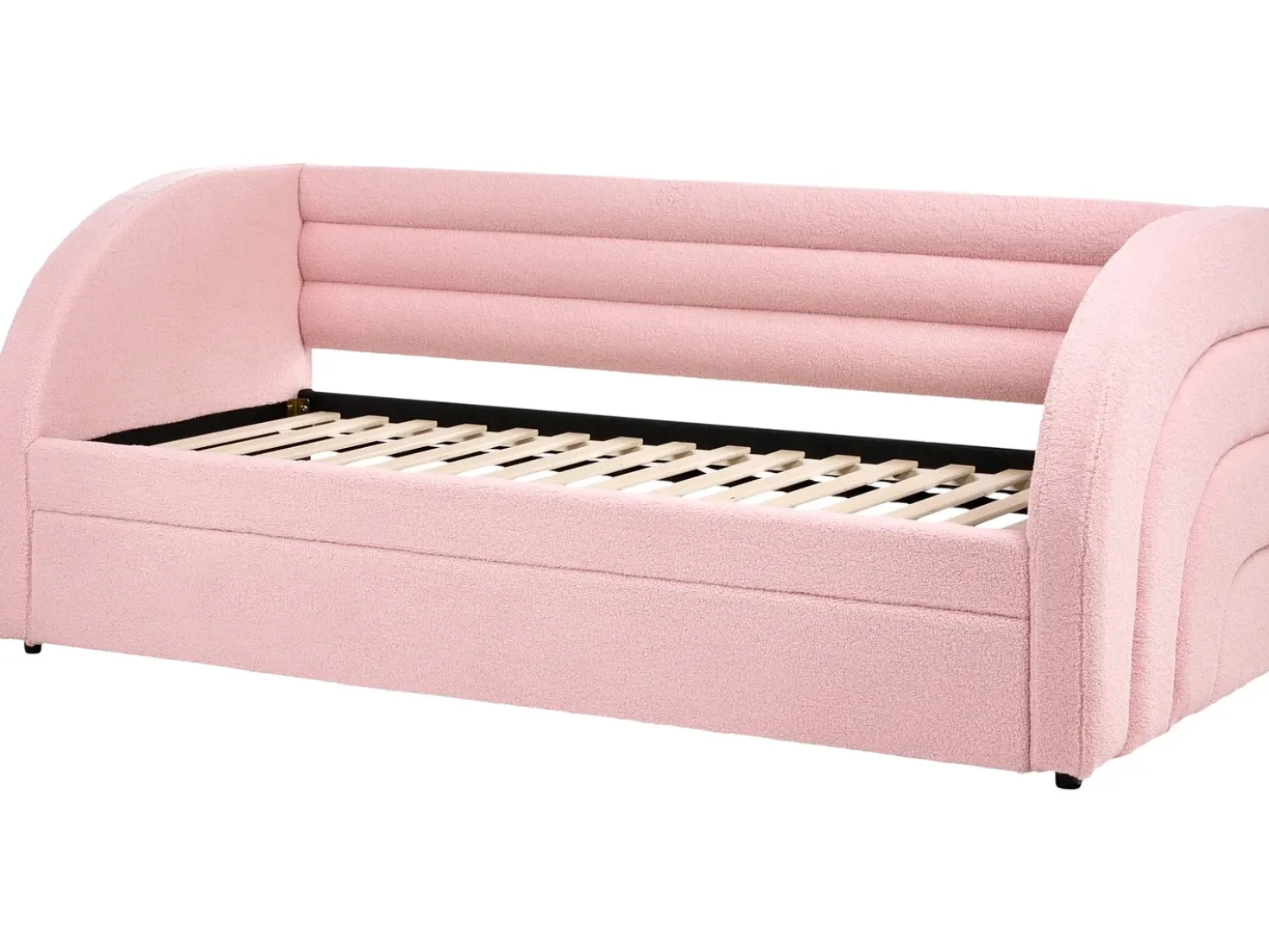 Letto estraibile Bouclé ALBIAC 90 x 200 cm Rosa pastello