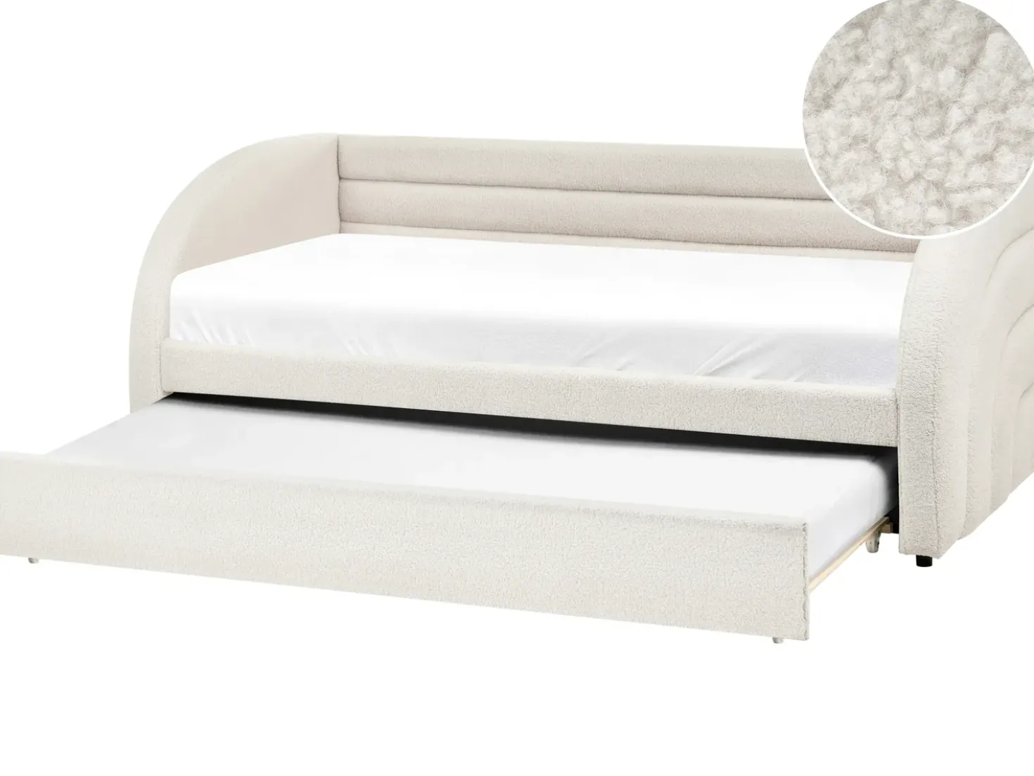 Letto estraibile Bouclé ALBIAC 90 x 200 cm Bianco