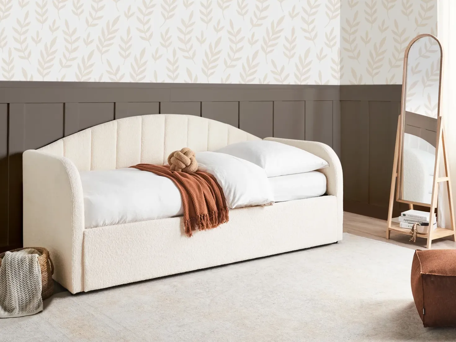 Letto estraibile Bouclé EYBURIE 90 x 200 cm Beige chiaro