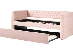 Letto estraibile Bouclé GASSIN 90 x 200 cm Rosa pastello