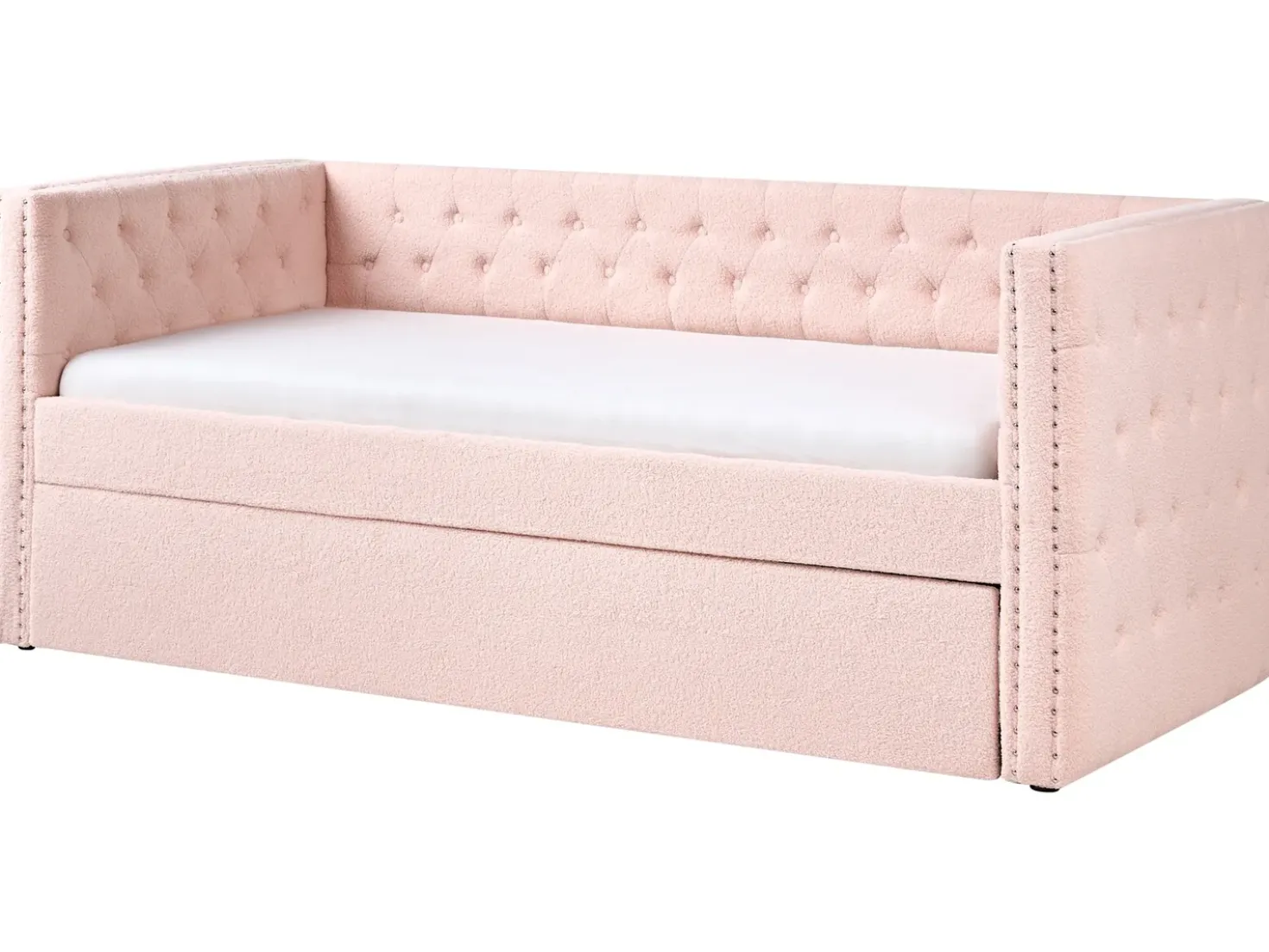 Letto estraibile Bouclé GASSIN 90 x 200 cm Rosa pastello