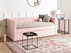 Letto estraibile Bouclé GASSIN 90 x 200 cm Rosa pastello