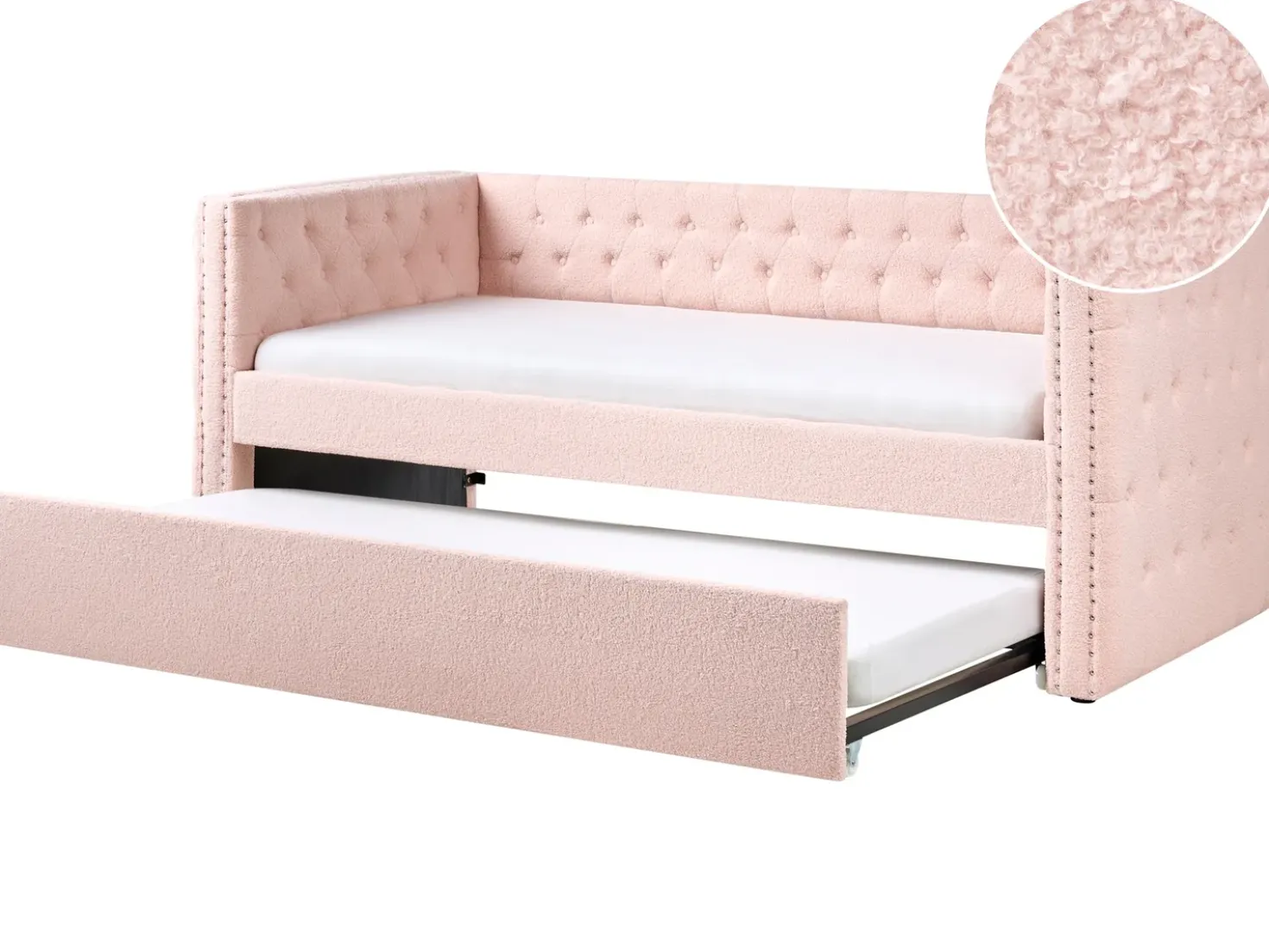 Letto estraibile Bouclé GASSIN 90 x 200 cm Rosa pastello