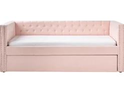 Letto estraibile Bouclé GASSIN 90 x 200 cm Rosa pastello