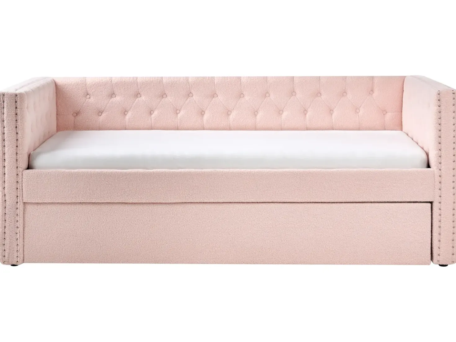Letto estraibile Bouclé GASSIN 90 x 200 cm Rosa pastello