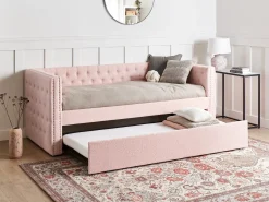 Letto estraibile Bouclé GASSIN 90 x 200 cm Rosa pastello