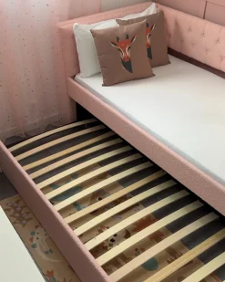 Letto estraibile Bouclé GASSIN 90 x 200 cm Rosa pastello