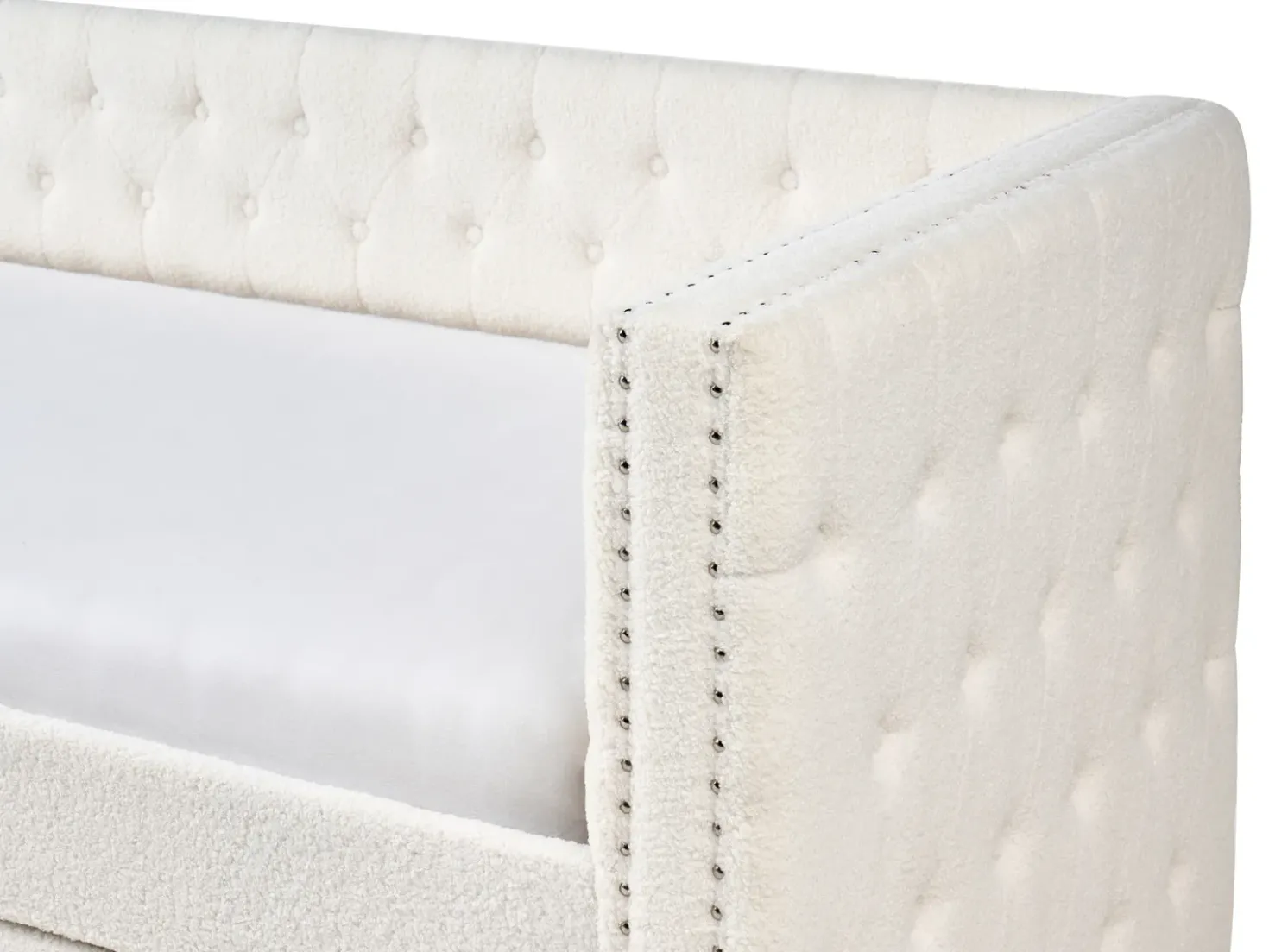 Letto estraibile Bouclé GASSIN 90 x 200 cm Bianco sporco