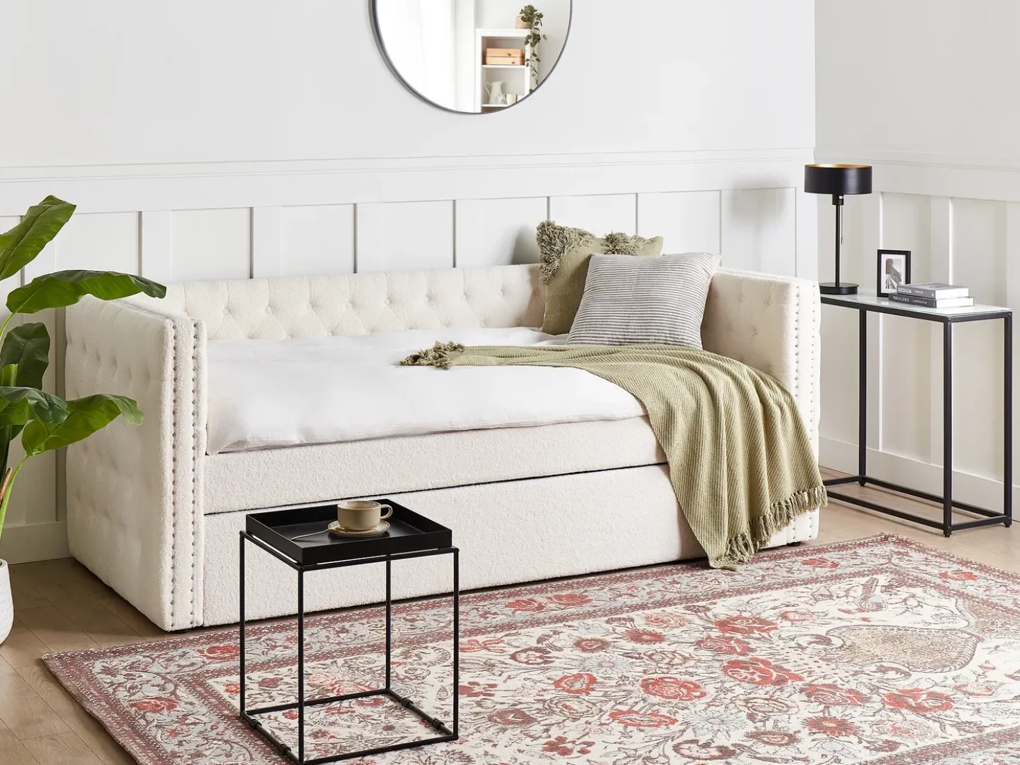 Letto estraibile Bouclé GASSIN 90 x 200 cm Bianco sporco