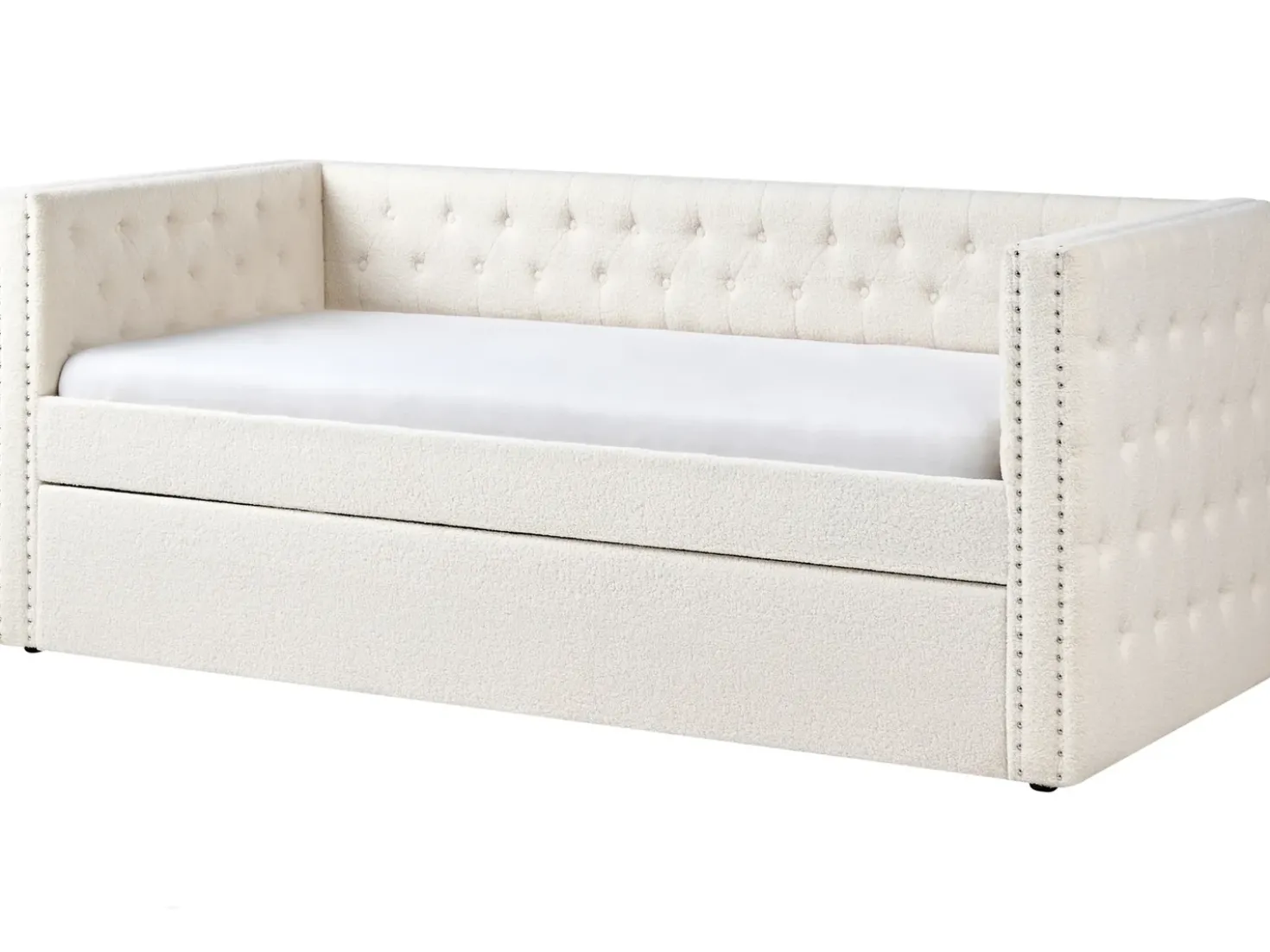 Letto estraibile Bouclé GASSIN 90 x 200 cm Bianco sporco