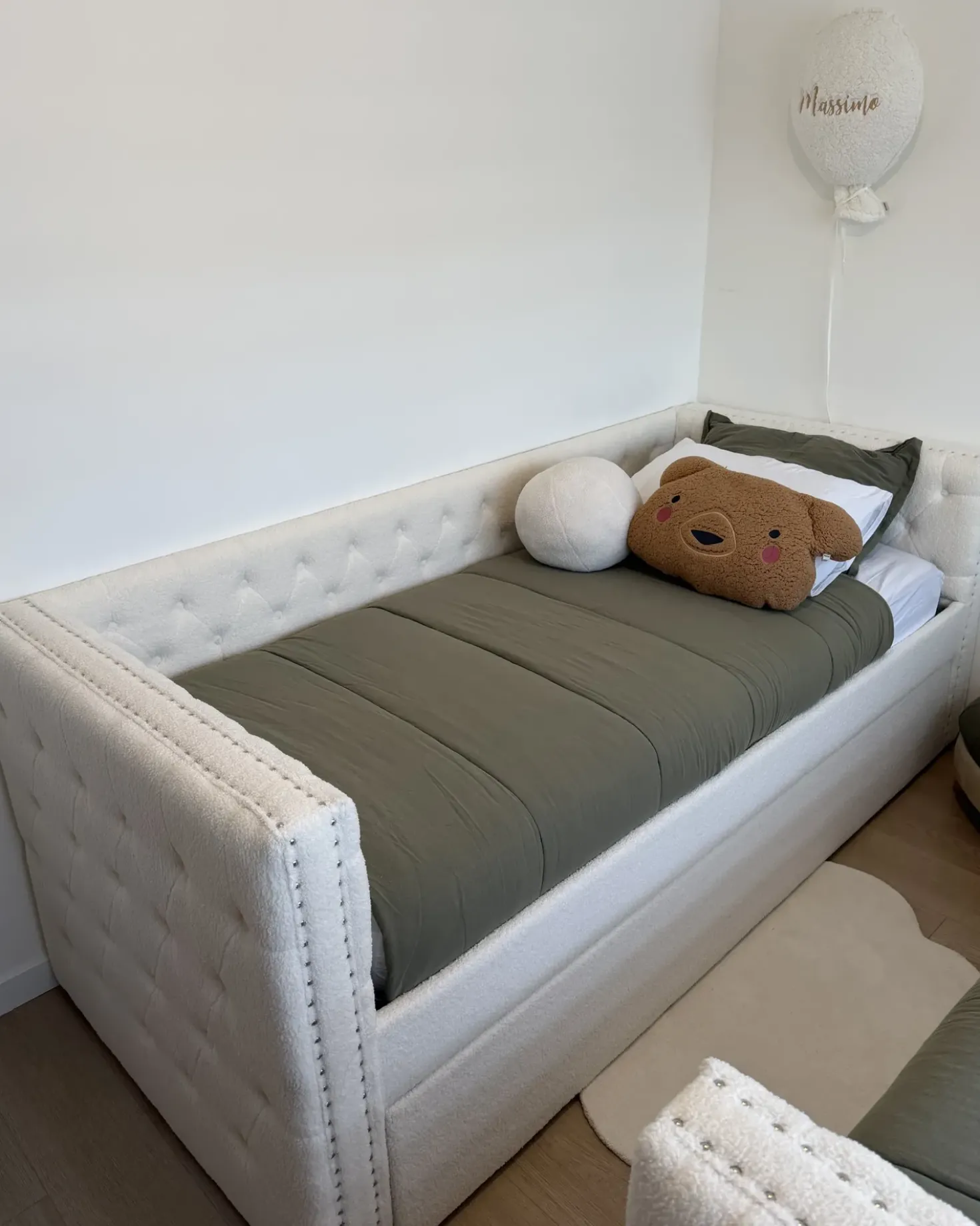 Letto estraibile Bouclé GASSIN 90 x 200 cm Bianco sporco