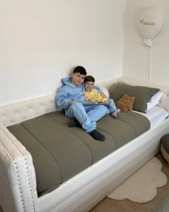 Letto estraibile Bouclé GASSIN 90 x 200 cm Bianco sporco