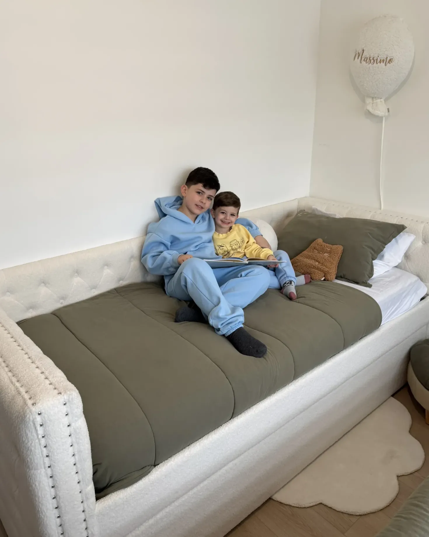 Letto estraibile Bouclé GASSIN 90 x 200 cm Bianco sporco