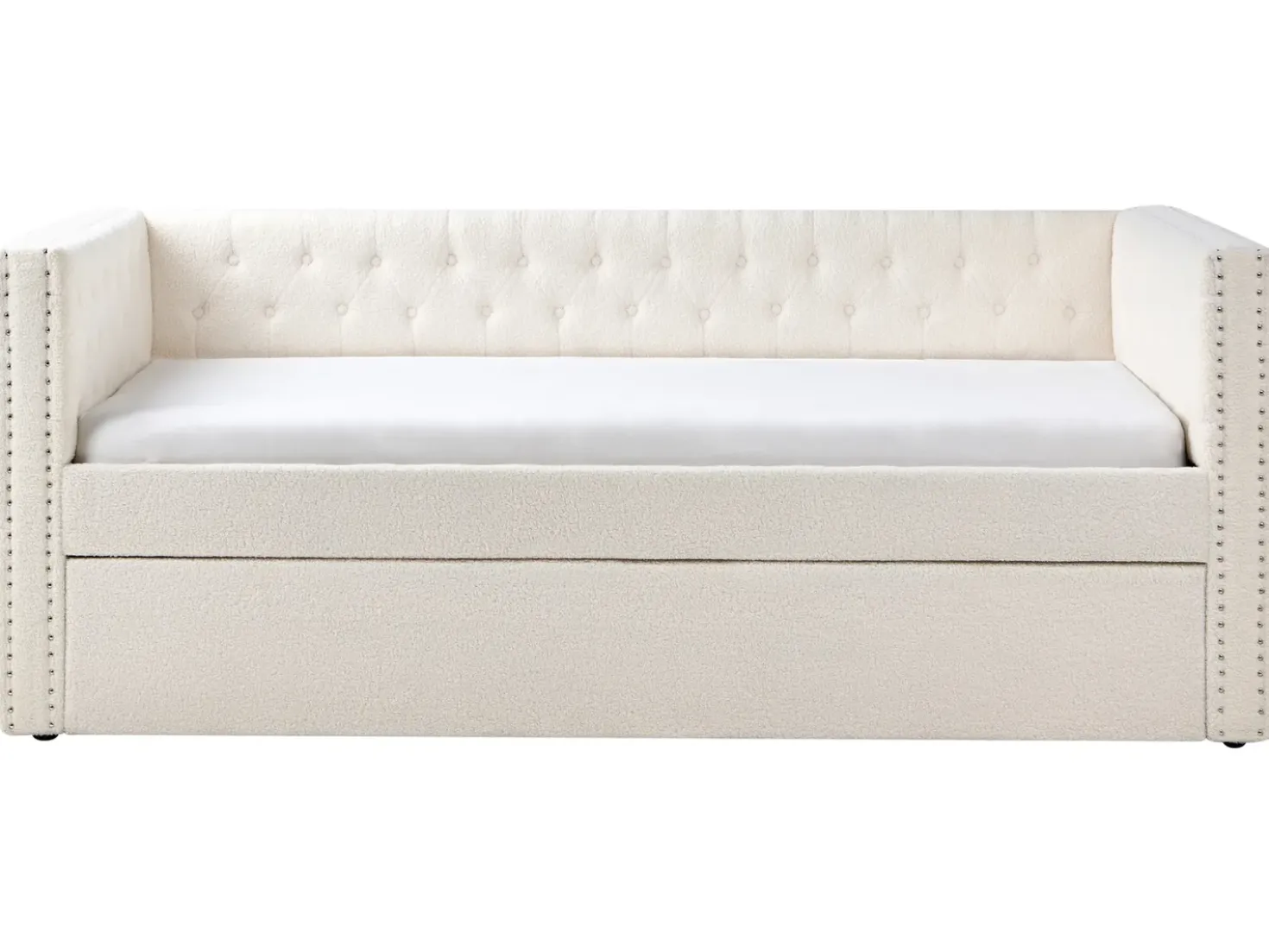 Letto estraibile Bouclé GASSIN 90 x 200 cm Bianco sporco