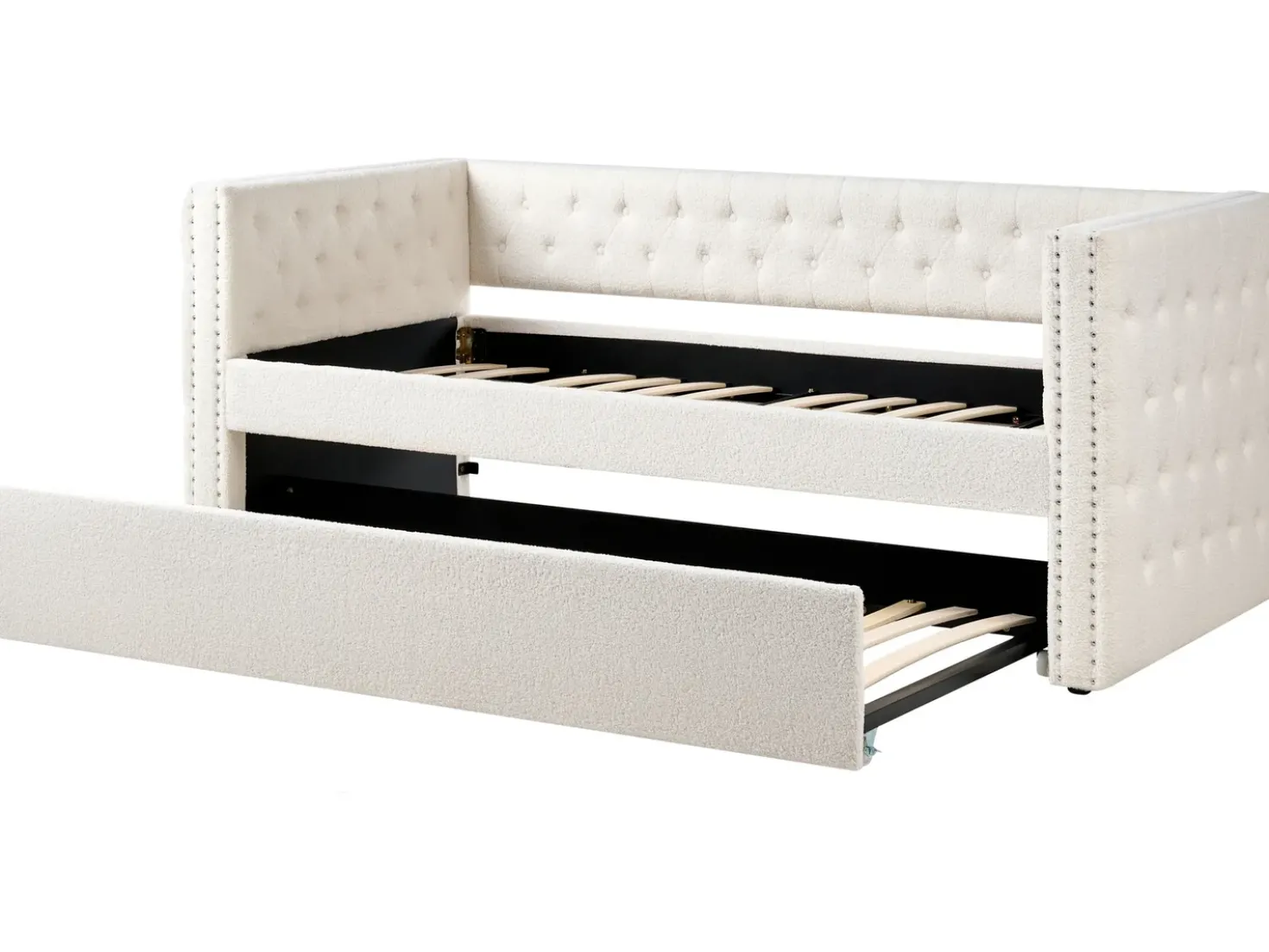 Letto estraibile Bouclé GASSIN 90 x 200 cm Bianco sporco