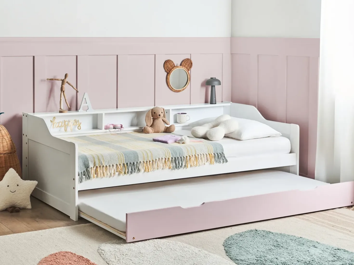Letto estraibile Legno di pino EDERN 90 x 200 cm Rosa