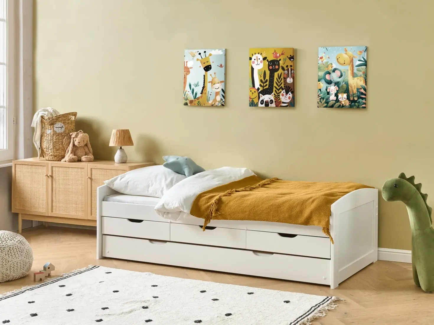 Letto estraibile Legno di pino PETIVILLE 90 x 200 cm Bianco