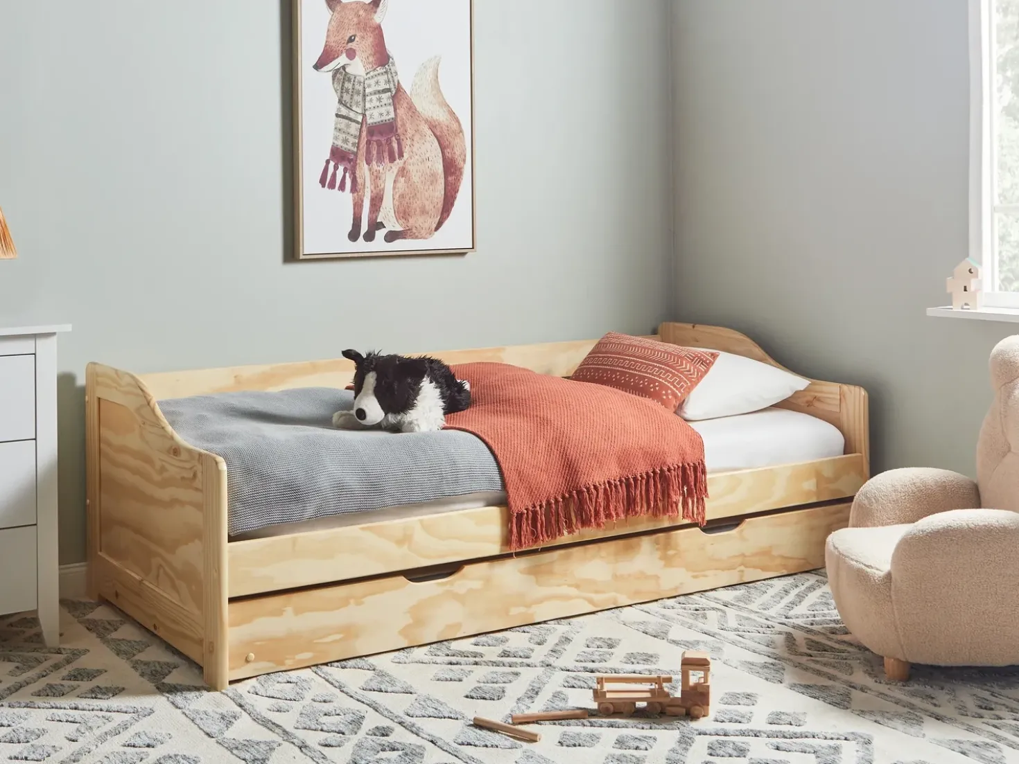Letto estraibile Legno di pino LUNERAY 90 x 200 cm Marrone chiaro