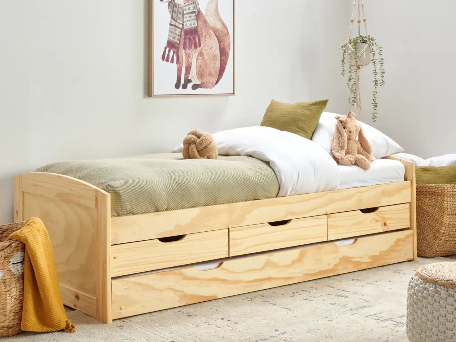 Letto estraibile Legno di pino PETIVILLE 90 x 200 cm Marrone chiaro