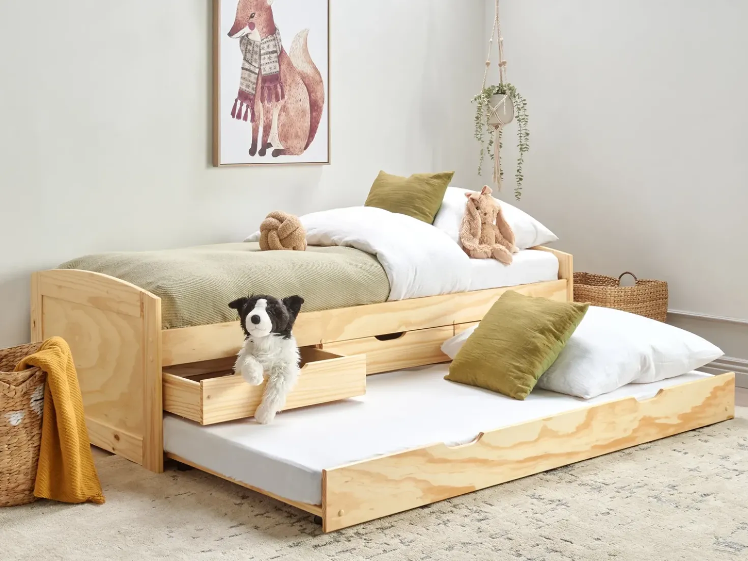 Letto estraibile Legno di pino PETIVILLE 90 x 200 cm Marrone chiaro
