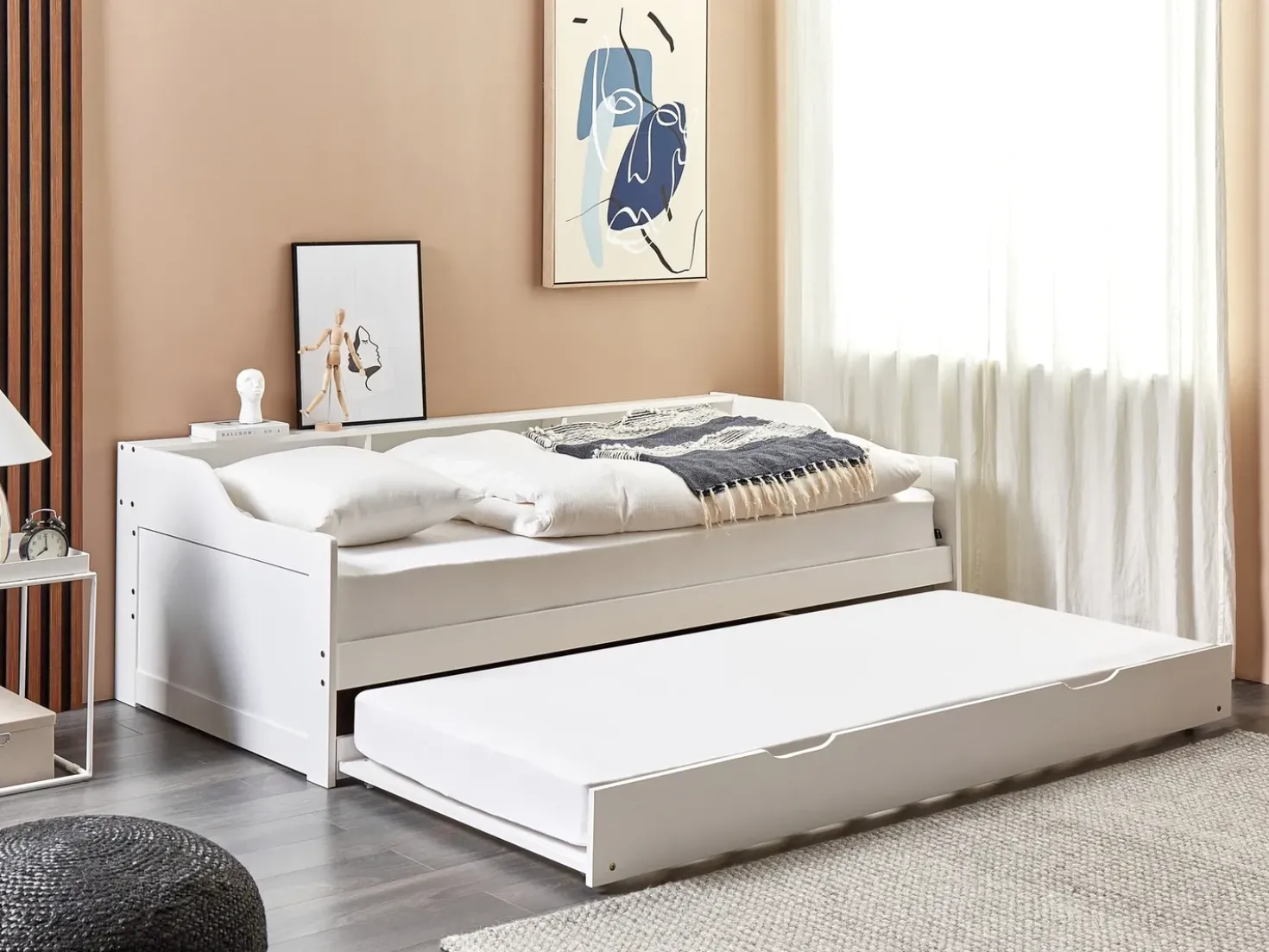 Letto estraibile Legno di pino EDERN 90 x 200 cm Bianco