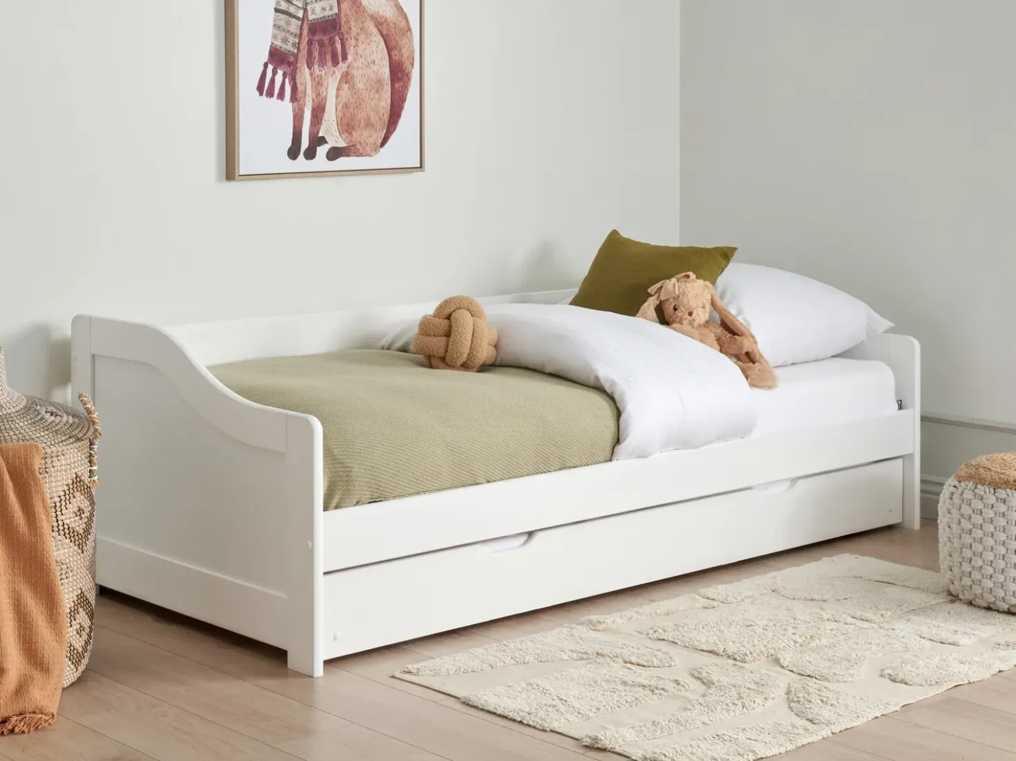 Letto estraibile Legno di pino LUNERAY 90 x 200 cm Bianco