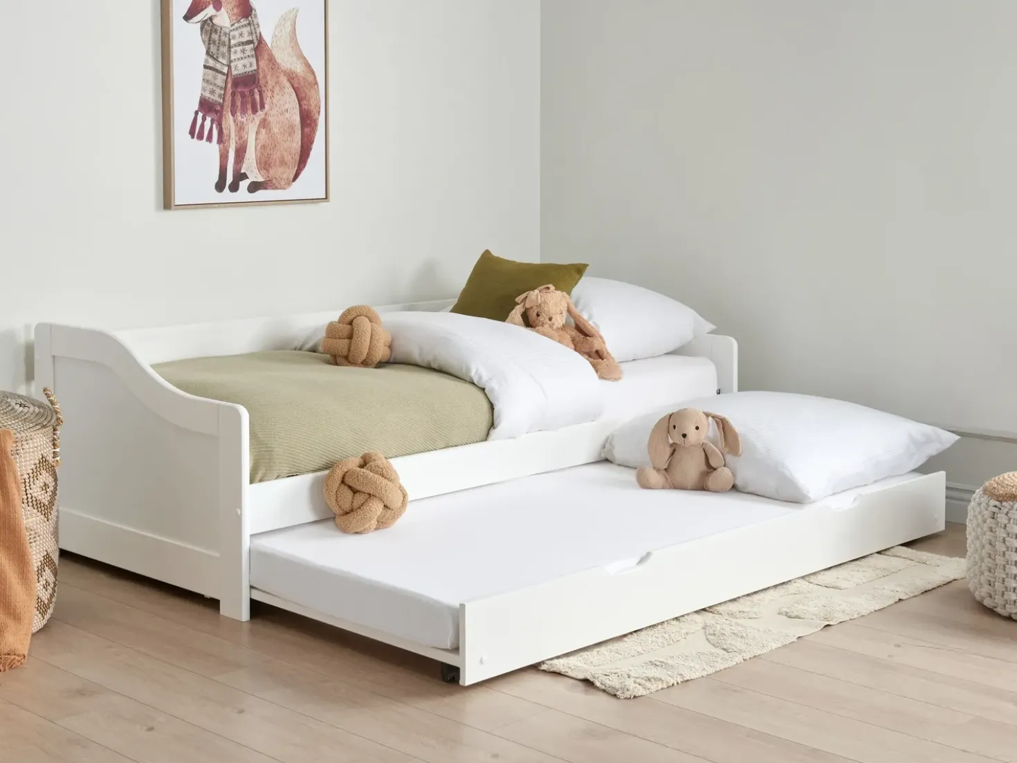 Letto estraibile Legno di pino LUNERAY 90 x 200 cm Bianco