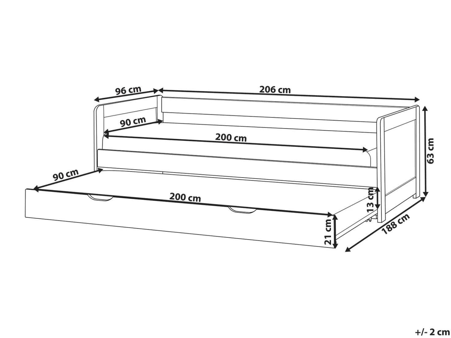 Letto estraibile Legno di pino GRAVELINES 90 x 200 cm Marrone chiaro