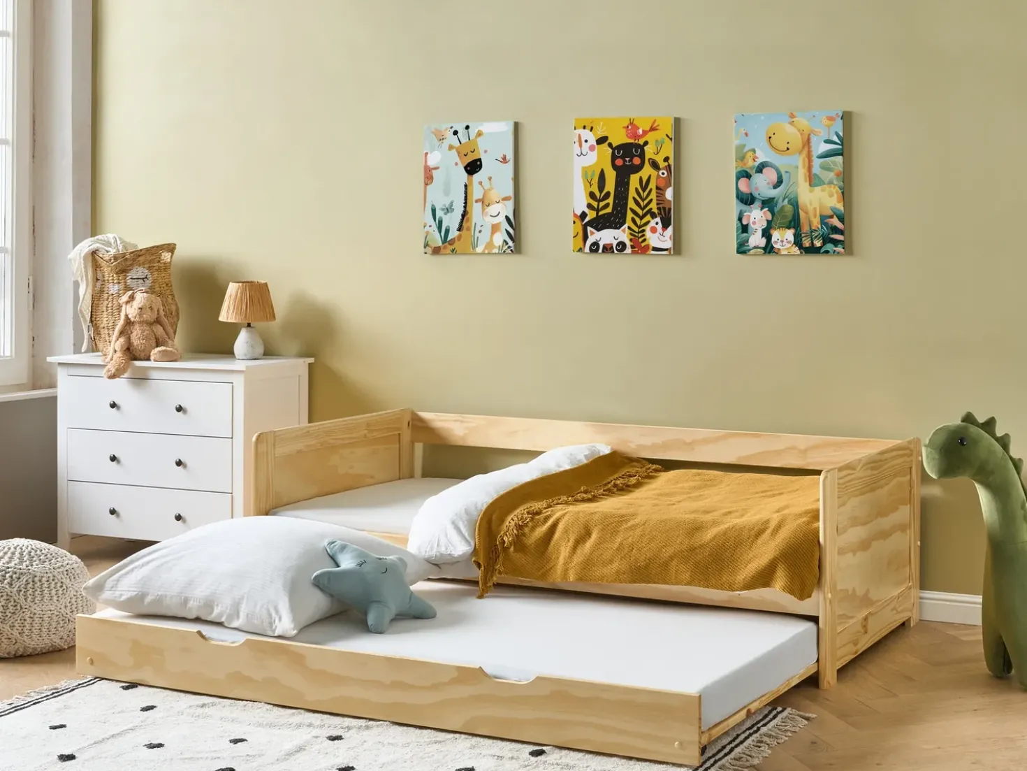 Letto estraibile Legno di pino GRAVELINES 90 x 200 cm Marrone chiaro