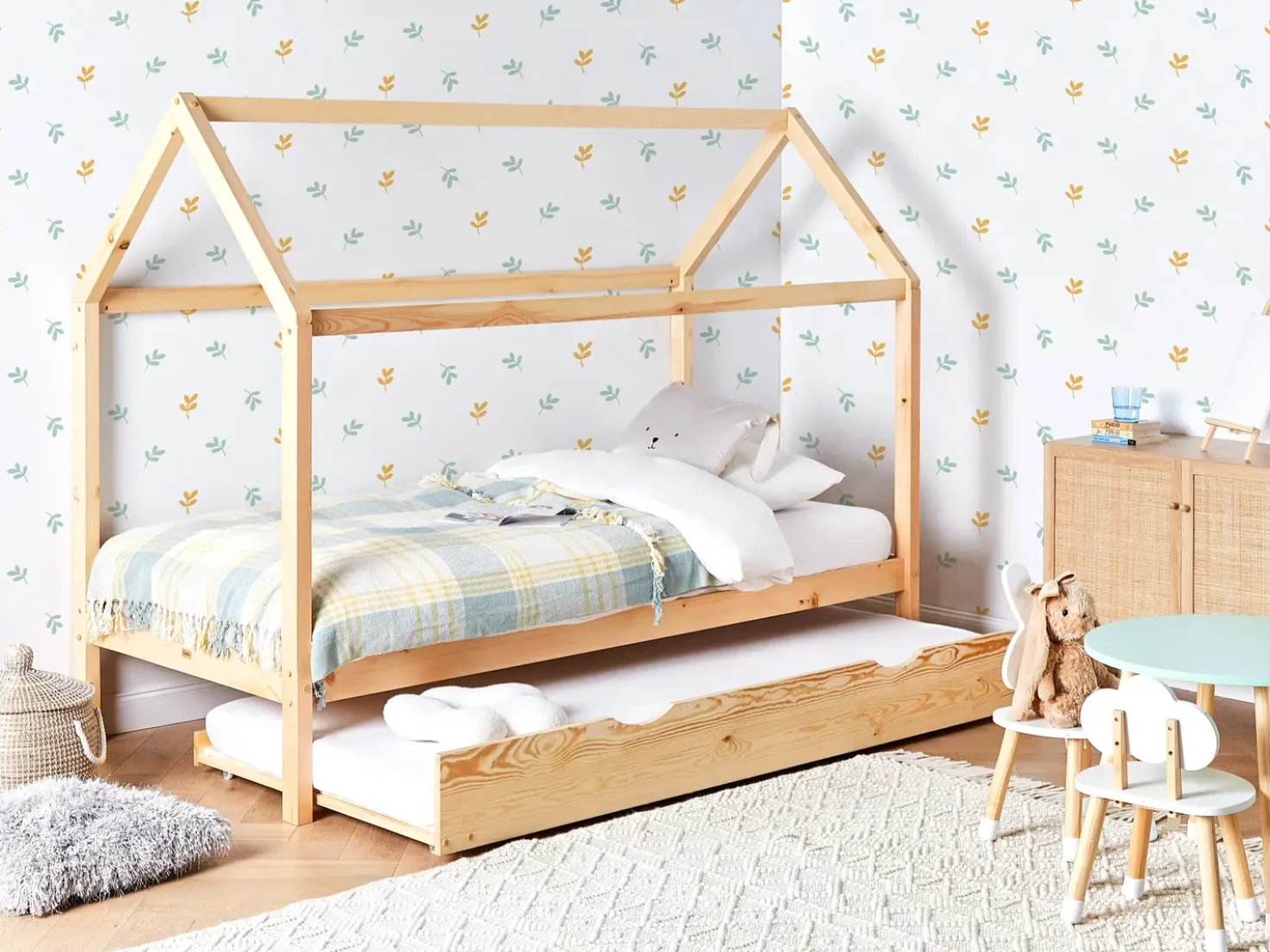 Letto estraibile per bambini Legno di pino CRILLON 90 x 200 cm Marrone chiaro