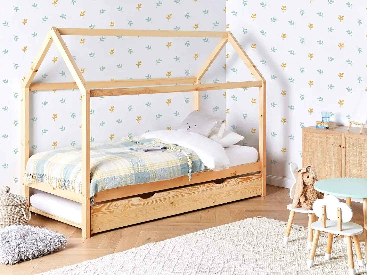 Letto estraibile per bambini Legno di pino CRILLON 90 x 200 cm Marrone chiaro