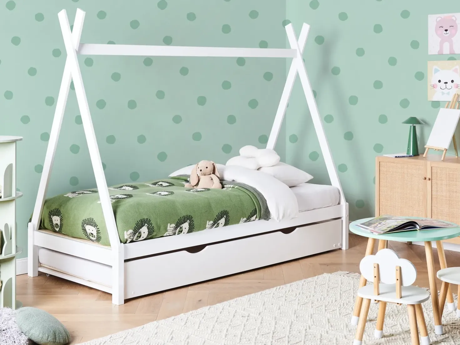 Letto estraibile per bambini Legno di pino TALMONTIERS 90 x 200 cm Bianco