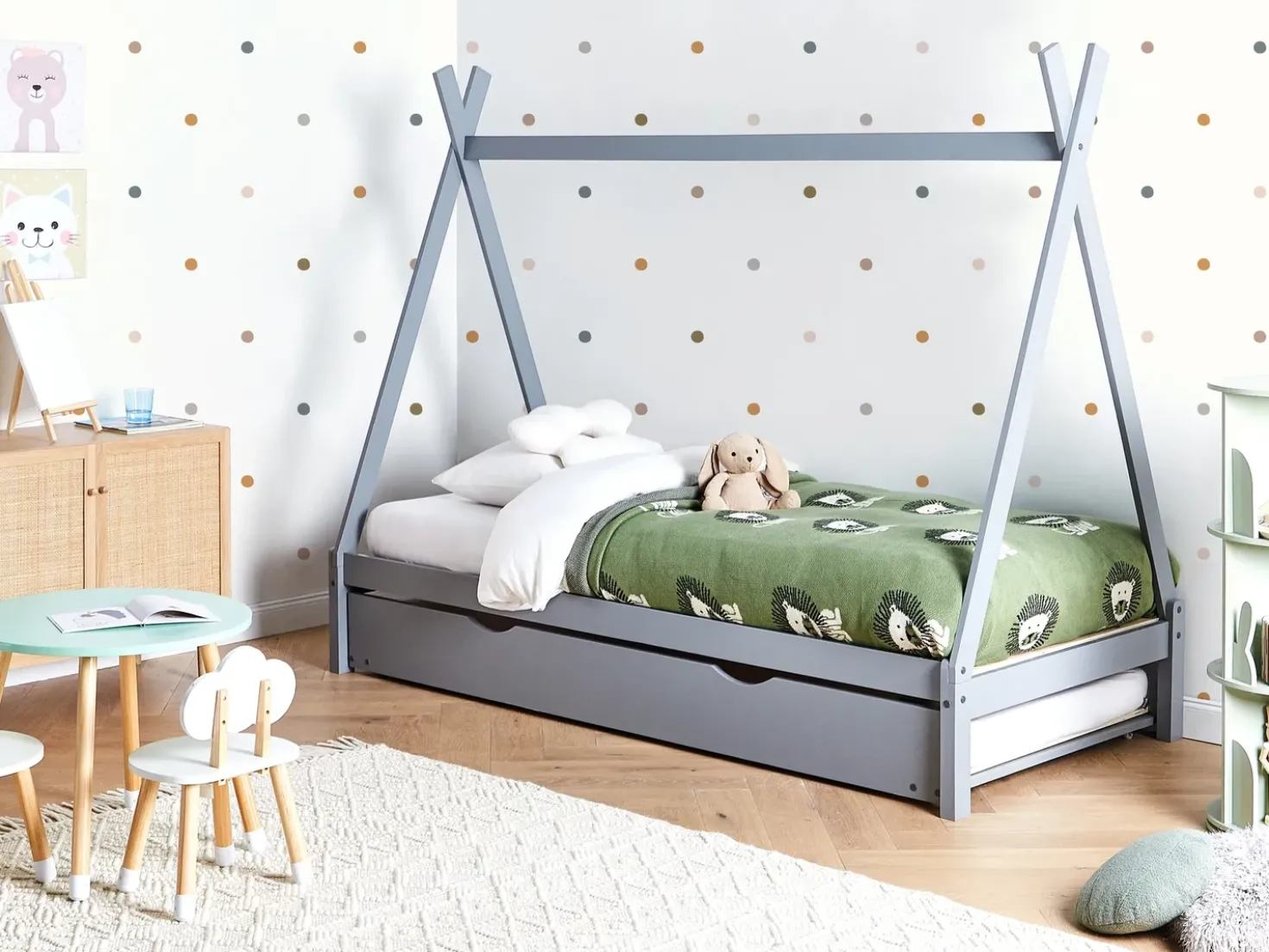Letto estraibile per bambini Legno di pino TALMONTIERS 90 x 200 cm Grigio