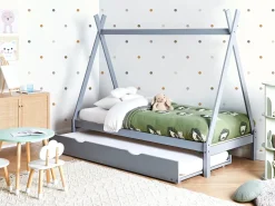 Letto estraibile per bambini Legno di pino TALMONTIERS 90 x 200 cm Grigio